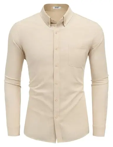COOFANDY Men's Long Sleeve Buttons Down Shirts Casual Button Up Shirts Beach Linen Shirt Untucked Dress Shirt - 6