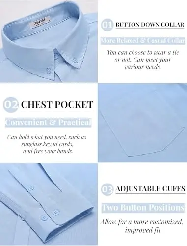 COOFANDY Men's Long Sleeve Cotton Linen Shirt Beach Button Down Shirts Casual Button Up Shirt Summer Yoga Tops with Pocket - 4