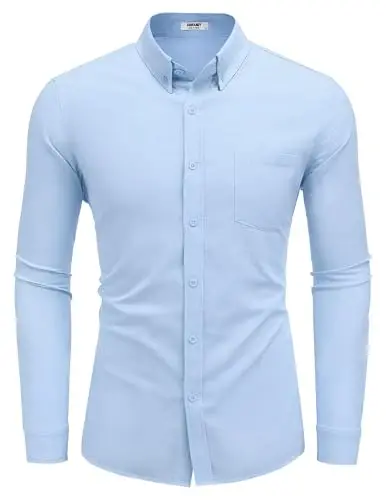 COOFANDY Men's Long Sleeve Cotton Linen Shirt Beach Button Down Shirts Casual Button Up Shirt Summer Yoga Tops with Pocket - 6