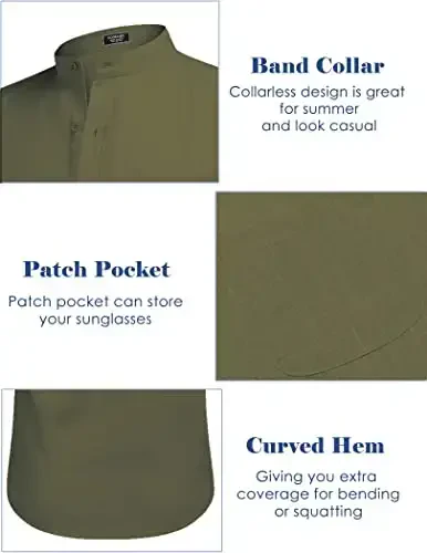 COOFANDY Men's Long Sleeve Cotton Linen Shirt Beach Button Down Shirts Casual Button Up Shirt Summer Yoga Tops with Pocket - 4