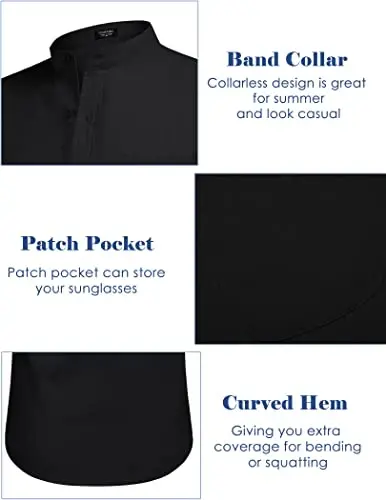 COOFANDY Men's Long Sleeve Cotton Linen Shirt Beach Button Down Shirts Casual Button Up Shirt Summer Yoga Tops with Pocket - 4