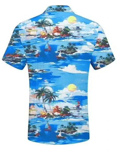 COOFANDY Men's Short Sleeve Button Down Shirt Casual Summer Beach Untucked Vacation Textured Shirts with Pocket - 6