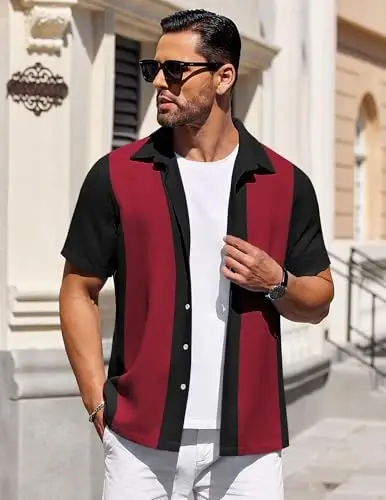 COOFANDY Mens Short Sleeve Button Down Shirts Waffle Shirt Casual Beach Summer Shirts Wrinkle Free Vacation Shirts - 3