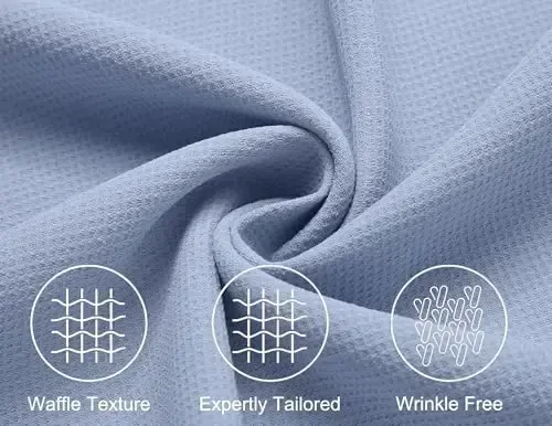 COOFANDY Mens Short Sleeve Button Down Shirts Waffle Shirt Casual Beach Summer Shirts Wrinkle Free Vacation Shirts - 5