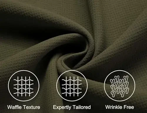 COOFANDY Mens Short Sleeve Button Down Shirts Waffle Shirt Casual Beach Summer Shirts Wrinkle Free Vacation Shirts - 5