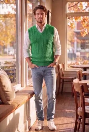 COOFANDY Men's Sweater Vest Cable Knitted V Neck Slim Fit Sleeveless Pullover Sweater - COOFANDY (1)