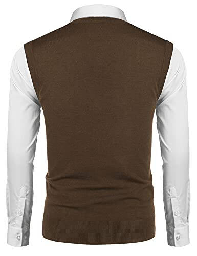 COOFANDY Men's Sweater Vest V Neck Casual Sleeveless Knitted Button Cardigan Vest - 5