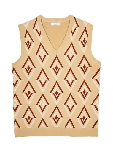 COOFANDY Men's Sweater Vest V Neck Sleeveless Sweater Slim Fit Casual Knitted Pullover Sweater - 5