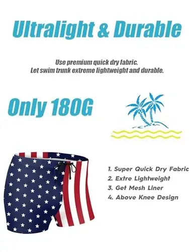 COOFANDY Mens Swim Briefs Square Cut Swim Trunks Swimsuit Short Boardshort | With Swim Caps, Mesh Lining, Dry Fast, Adjustable Waist, Comfort, Swimming, Beach Shorts, Water Sports, Vacation Trips - 6