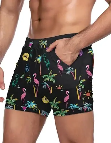 COOFANDY Mens Swim Briefs Square Cut Swim Trunks Swimsuit Short Boardshort | With Swim Caps, Mesh Lining, Dry Fast, Adjustable Waist, Comfort, Swimming, Beach Shorts, Water Sports, Vacation Trips - 5