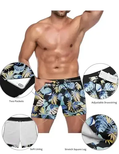 COOFANDY Men's Swimsuit Camo Quick Dry Mens Swimming Shorts Trunks with Pockets - 3