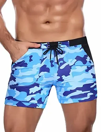 COOFANDY Men's Swimsuit Camo Quick Dry Mens Swimming Shorts Trunks with Pockets - 2