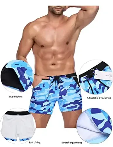 COOFANDY Men's Swimsuit Camo Quick Dry Mens Swimming Shorts Trunks with Pockets - 4