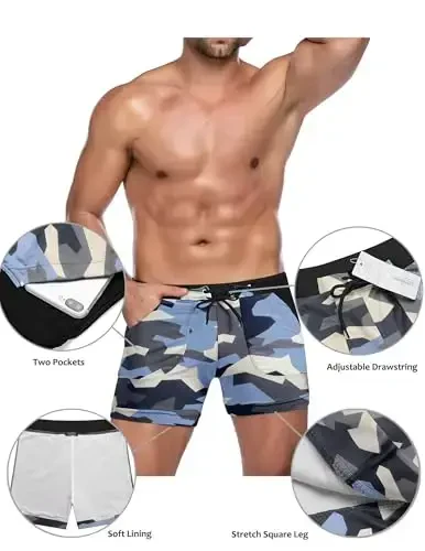 COOFANDY Men's Swimsuit Camo Quick Dry Mens Swimming Shorts Trunks with Pockets - 3