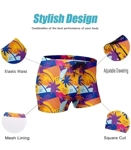 COOFANDY Men's Swimsuit Camo Quick Dry Mens Swimming Shorts Trunks with Pockets - 4