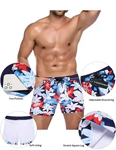 COOFANDY Men's Swimsuit Camo Quick Dry Mens Swimming Shorts Trunks with Pockets - 4
