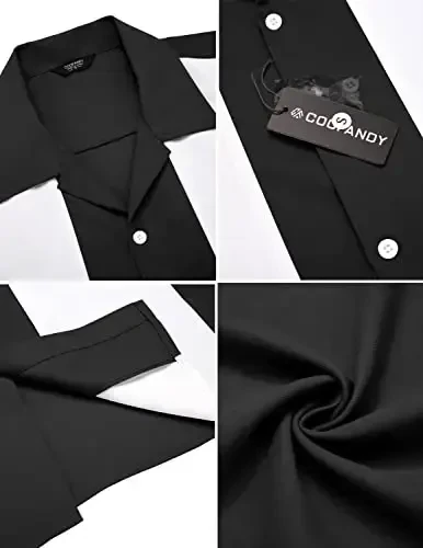 COOFANDY Men's Vintage Bowling Shirt Short Sleeve Button Down Summer Cuba Beach Shirts - 3