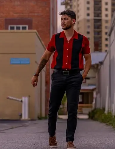 COOFANDY Men's Vintage Bowling Shirt Short Sleeve Button Down Summer Cuba Beach Shirts - 3