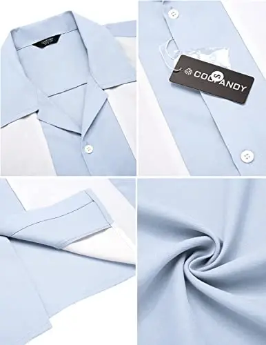 COOFANDY Men's Vintage Bowling Shirt Short Sleeve Button Down Summer Cuba Beach Shirts - 5