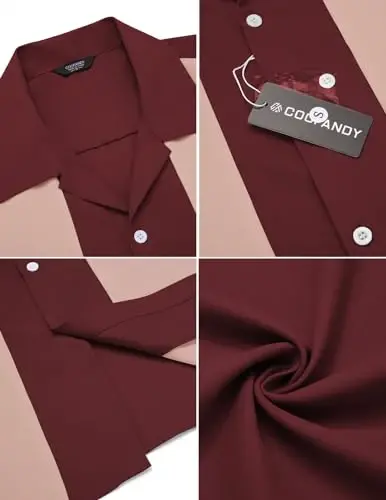 COOFANDY Men's Vintage Bowling Shirt Short Sleeve Button Down Summer Cuba Beach Shirts - 5