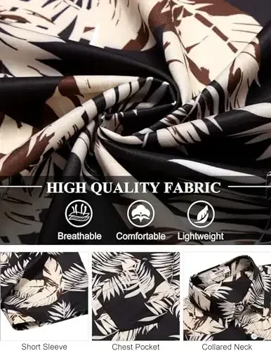 COOFANDY Men's Hawaiian Shirt Short Sleeve Floral Button Down Shirts Tropical Holiday Beach Shirts - 6