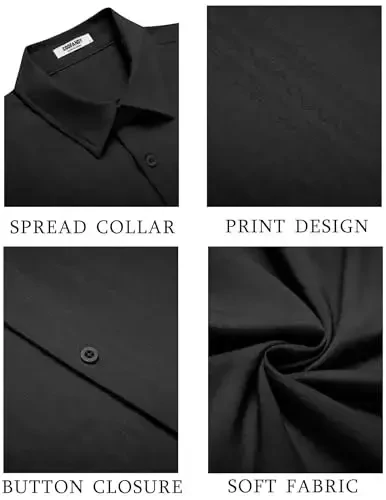 COOFANDY Мужская кубинская рубашка Guayabera с коротким рукавом на пуговицах Повседневные летние пляжные рубашки - 10