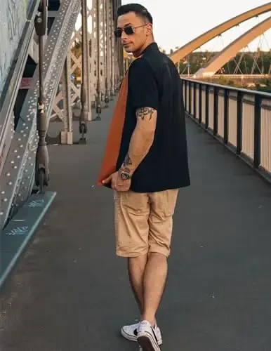 COOFANDY Мужская винтажная рубашка для боулинга с коротким рукавом на пуговицах, летняя кубинская пляжная рубашка - 4