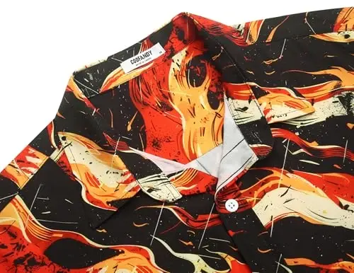 COOFANDY Мужские гавайские рубашки с коротким рукавом на пуговицах Aloha Shirt Повседневная пляжная одежда - 5
