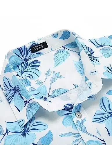 COOFANDY Mens Hawaiian Shirts Short Sleeve Casual Button Down Tropical Beach Shirt - 5