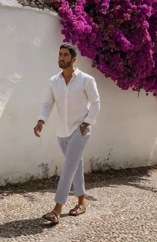 COOFANDY Мужские хлопково-льняные брюки Эластичная талия Легкие повседневные брюки Свободный крой Йога Пляжные брюки с карманами - 3