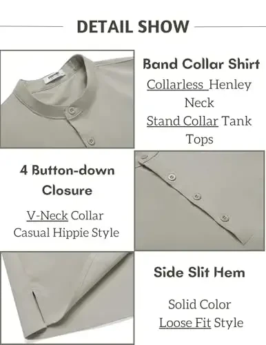 COOFANDY Sleeveless Beach Shirts for Men Summer Tank Shirts Casual Henley Tank Top - 5