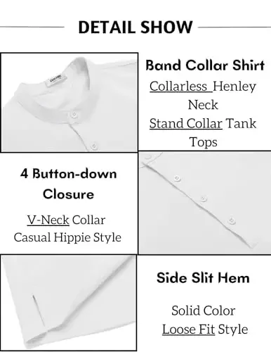 COOFANDY Sleeveless Beach Shirts for Men Summer Tank Shirts Casual Henley Tank Top - 6