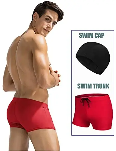 COOFANDY Swim Trunks for Men Sexy Swim Brief Square Leg Swimsuit Swimming Short Bathing Suit with Pocket S-XXL - 3