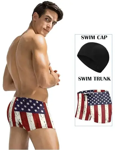 COOFANDY Swim Trunks for Men Sexy Swim Brief Square Leg Swimsuit Swimming Short Bathing Suit with Pocket S-XXL - 4