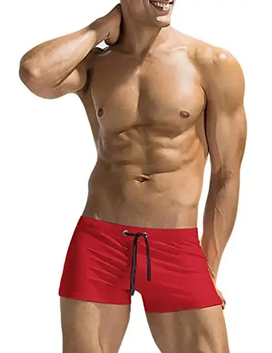 COOFANDY Swim Trunks for Men Sexy Swim Brief Square Leg Swimsuit Swimming Short Bathing Suit with Pocket S-XXL - 1