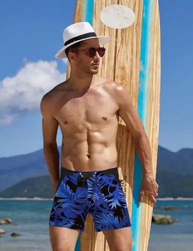 COOFANDY Swim Trunks for Men Sexy Swim Brief Square Leg Swimsuit Swimming Short Bathing Suit with Pocket S-XXL - 3