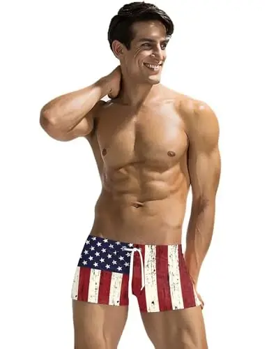COOFANDY Swim Trunks for Men Sexy Swim Brief Square Leg Swimsuit Swimming Short Bathing Suit with Pocket S-XXL 