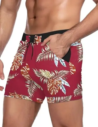 COOFANDY Swim Trunks for Men Sexy Swim Brief Square Leg Swimsuit Swimming Short Bathing Suit with Pocket S-XXL - 4