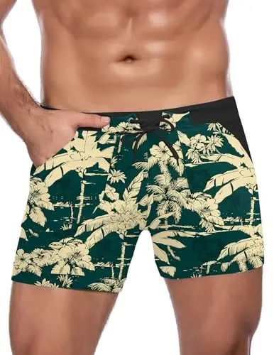 COOFANDY Swim Trunks for Men Sexy Swim Brief Square Leg Swimsuit Swimming Short Bathing Suit with Pocket S-XXL - 1