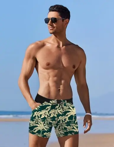COOFANDY Swim Trunks for Men Sexy Swim Brief Square Leg Swimsuit Swimming Short Bathing Suit with Pocket S-XXL - 2