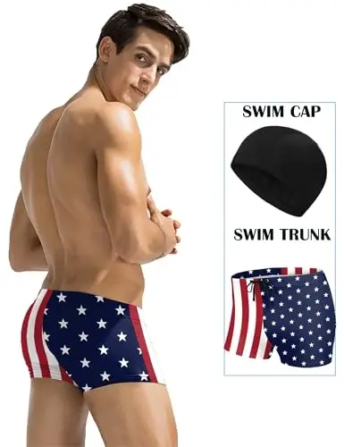 COOFANDY Swim Trunks for Men Sexy Swim Brief Square Leg Swimsuit Swimming Short Bathing Suit with Pocket S-XXL - 4