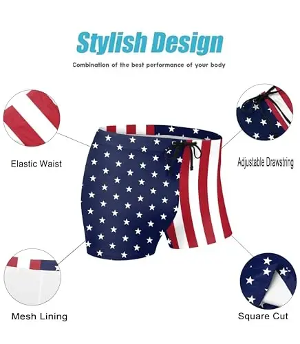 COOFANDY Swim Trunks for Men Sexy Swim Brief Square Leg Swimsuit Swimming Short Bathing Suit with Pocket S-XXL - 5