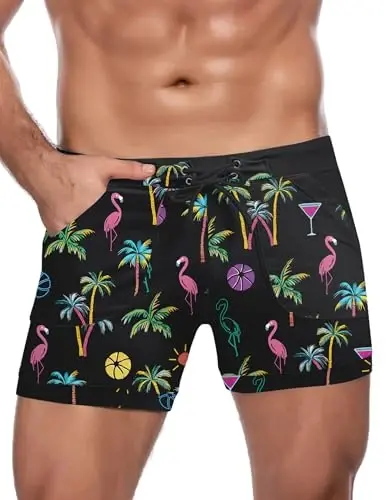 COOFANDY Swim Trunks for Men Sexy Swim Brief Square Leg Swimsuit Swimming Short Bathing Suit with Pocket S-XXL 
