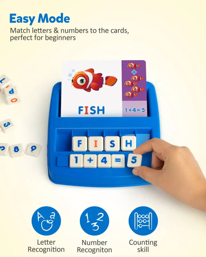 Coogam Matching Letter Game, Alphabet Spelling Reading Flash Cards, Math Number Words Puzzle Montessori Early Learning Educational Toys for 3 4 5 Year Old - 5