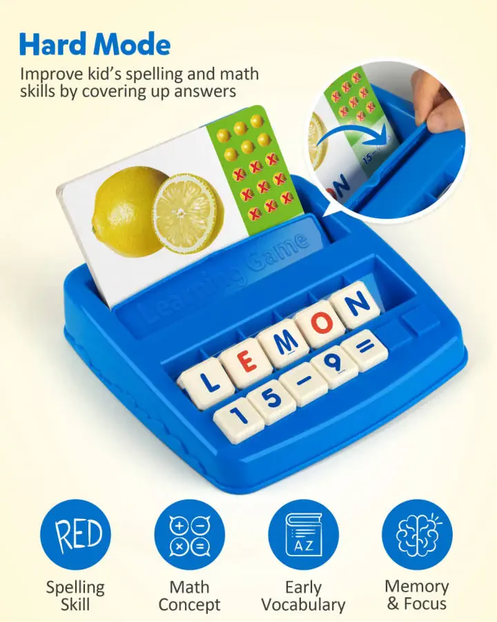 Coogam Matching Letter Game, Alphabet Spelling Reading Flash Cards, Math Number Words Puzzle Montessori Early Learning Educational Toys for 3 4 5 Year Old - 7