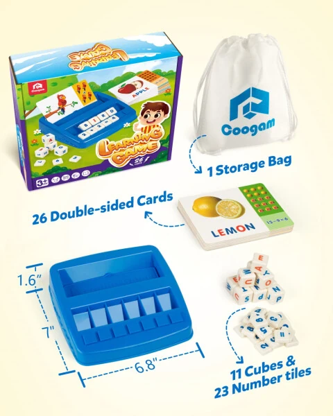 Coogam Matching Letter Game, Alphabet Spelling Reading Flash Cards, Math Number Words Puzzle Montessori Early Learning Educational Toys for 3 4 5 Year Old - COOGAM (1)
