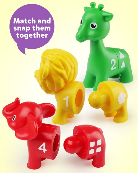 Coogam Number Matching Toy Set, 10 dona ikki tomonlama hayvonlar sonini sanash o'yini, maktabgacha yoshdagi Montessori nozik vosita matematik ta'lim o'yinchoqlari 3 4 5 yosh uchun - 3