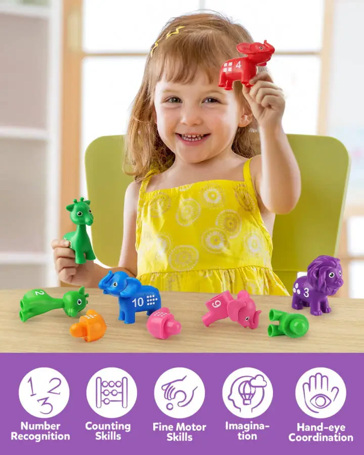 Coogam Number Matching Toy Set, 10pcs Double-Sided Animal Number Counting Game, Preschool Montessori Fine Motor Skill Mathematics Educational Toys for 3 4 5 Year - 5