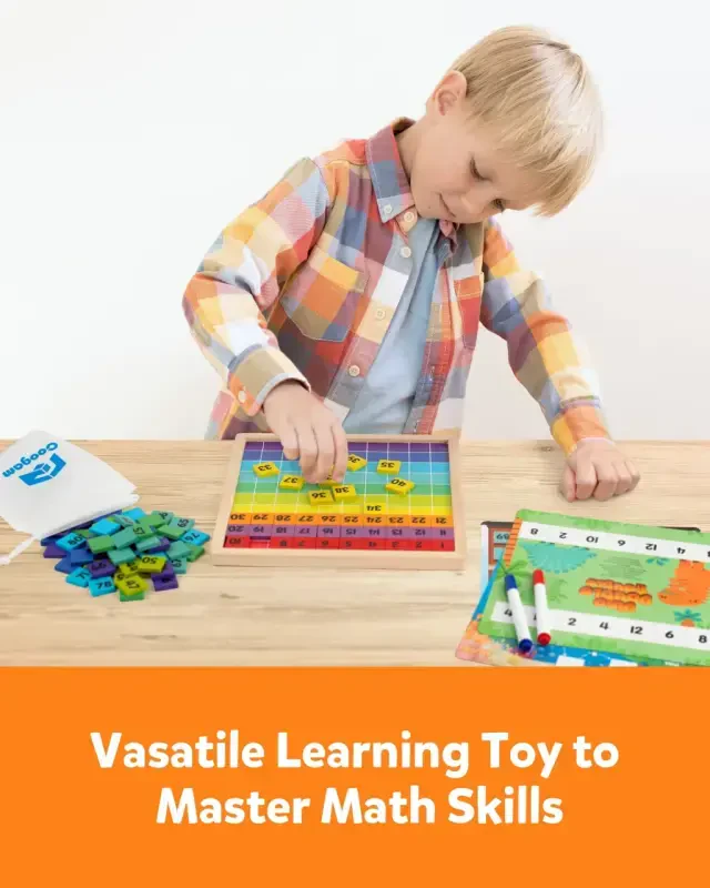 Coogam yog'och matematik yuzta taxtasi 1-100 raqamli o'quv o'yinchoqlari Montessori 3 4 5 yoshli bolalar uchun taxta o'yini - 5