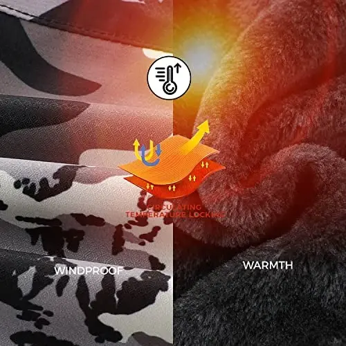 COOKFIP Bolalar uchun chang'i kurtkasi Suv o'tkazmaydigan o'g'il va qizlar uchun issiq jun qishki kurtkasi Shamol o'tkazmaydigan kaputli qor palto - 3